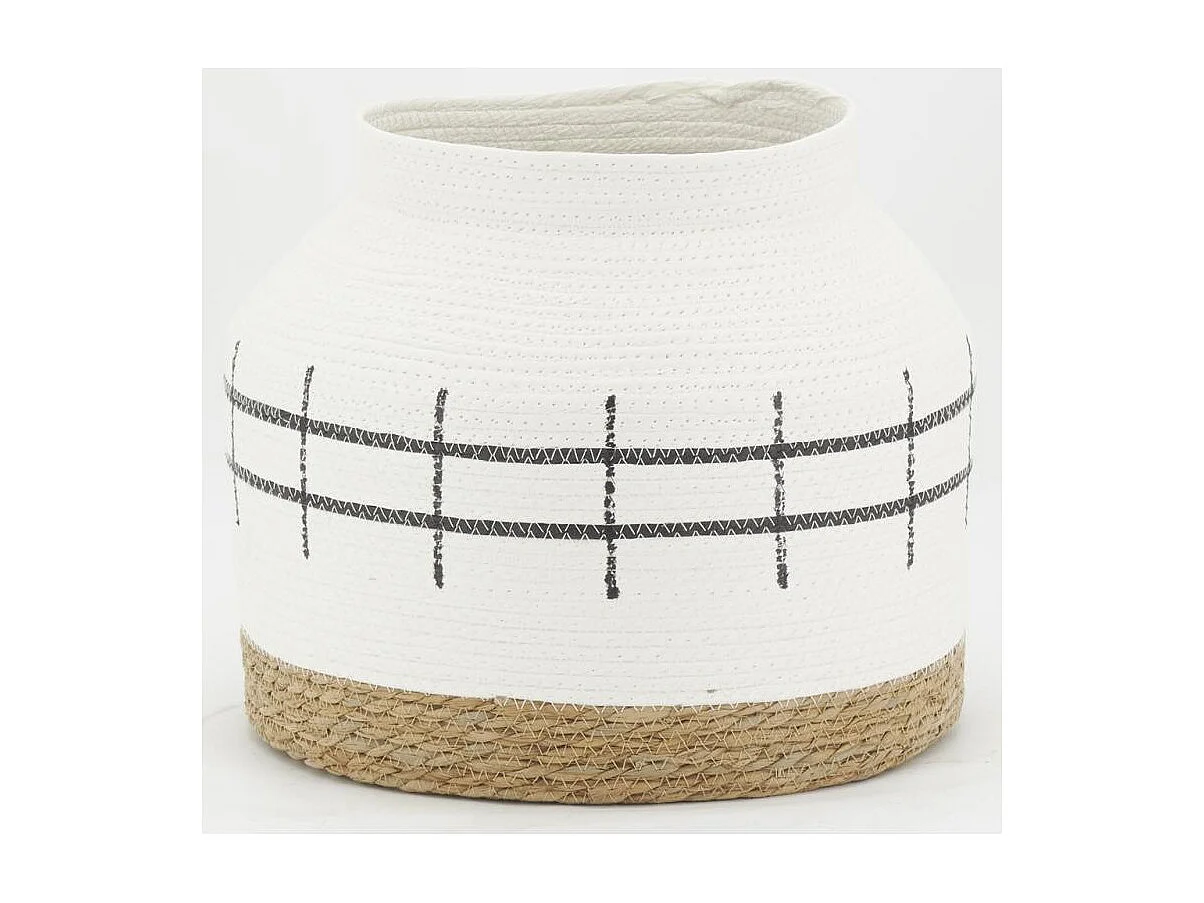 Cache-pots en jonc naturel et blanc (lot de 4)