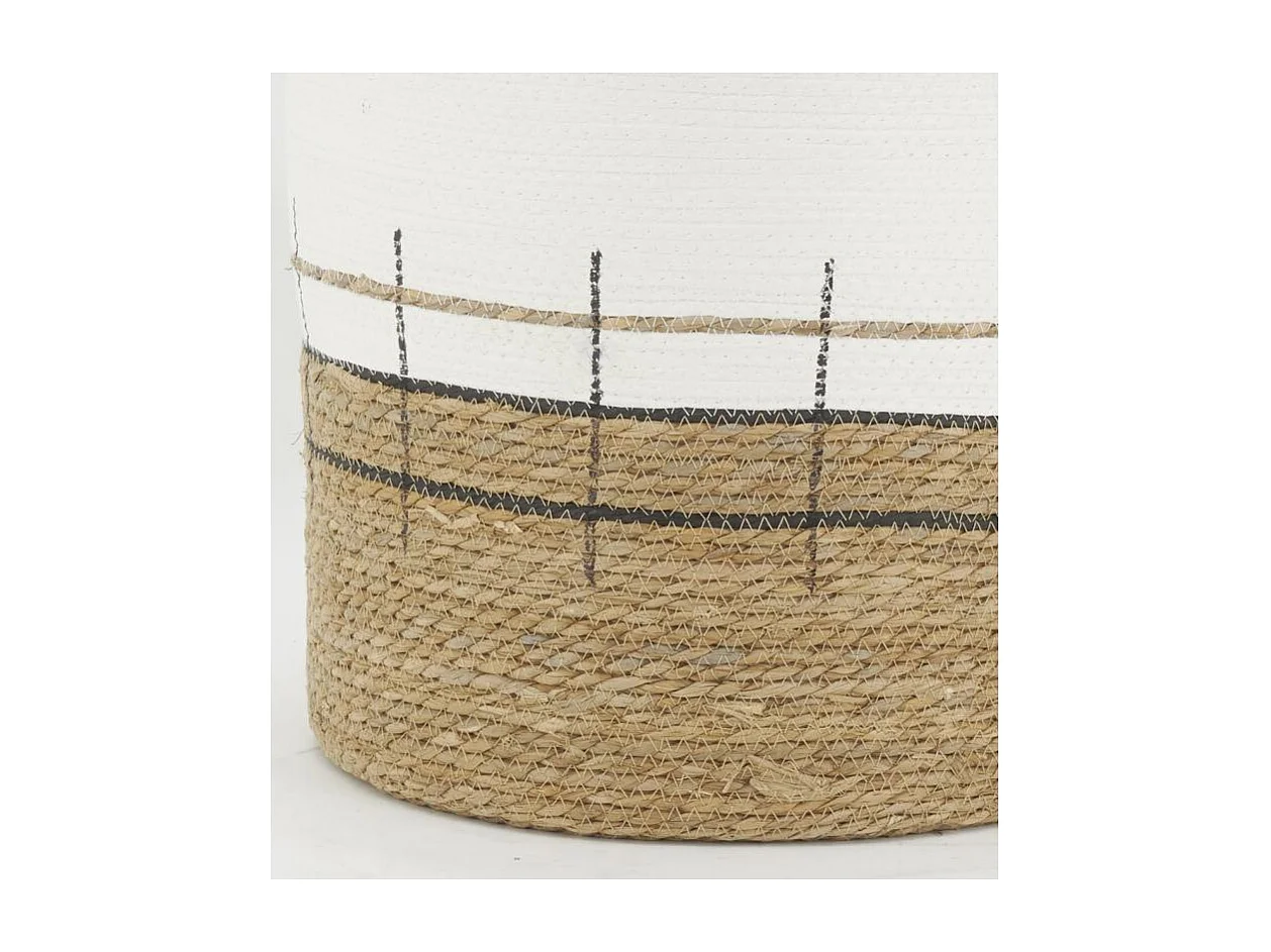 Cache-pots en jonc naturel et blanc (lot de 4)