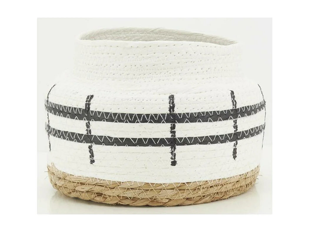 Cache-pots en jonc naturel et blanc (lot de 4)