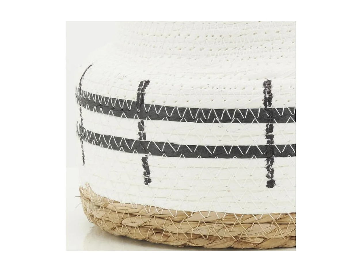 Cache-pots en jonc naturel et blanc (lot de 4)