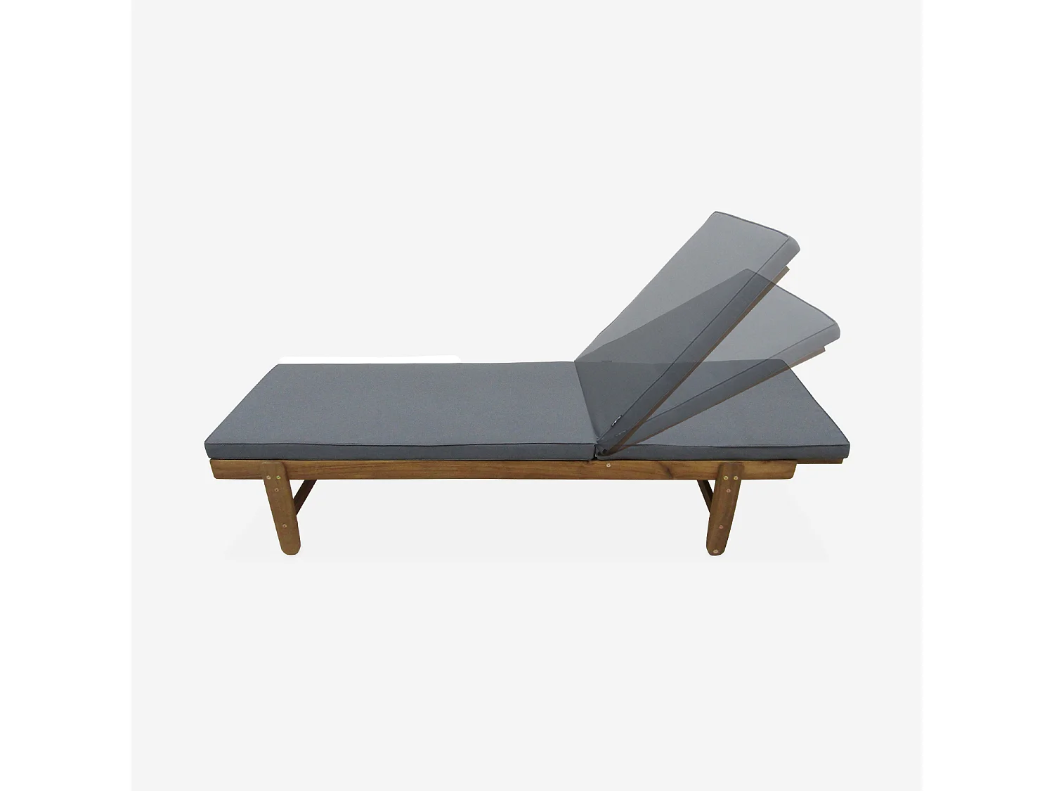 Tumbona de madera con ruedas, set de 2 gris