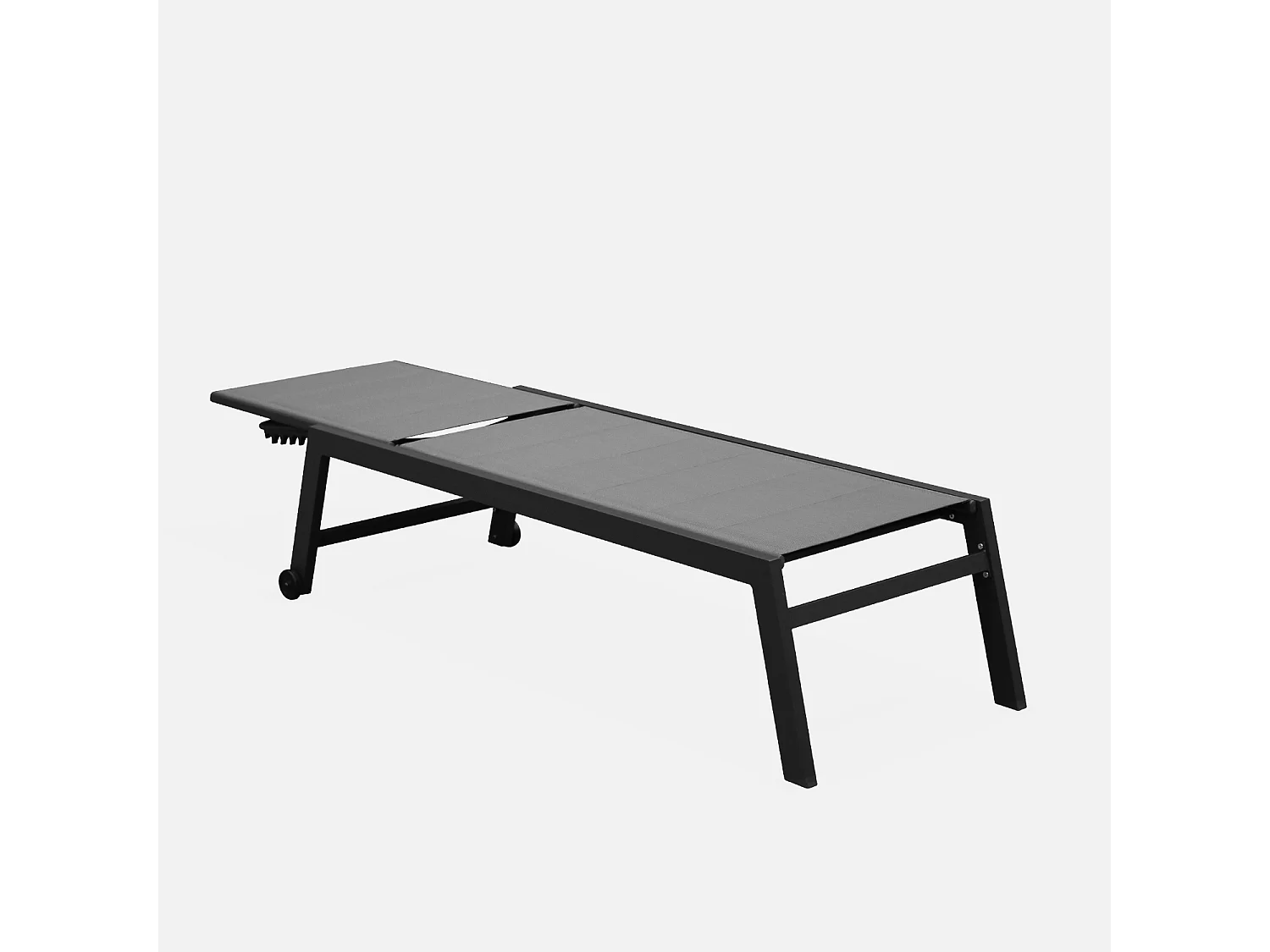 bain de soleil - Solis - Transat textilène et aluminium 6 positions. structure gris anthracite. textilène gris