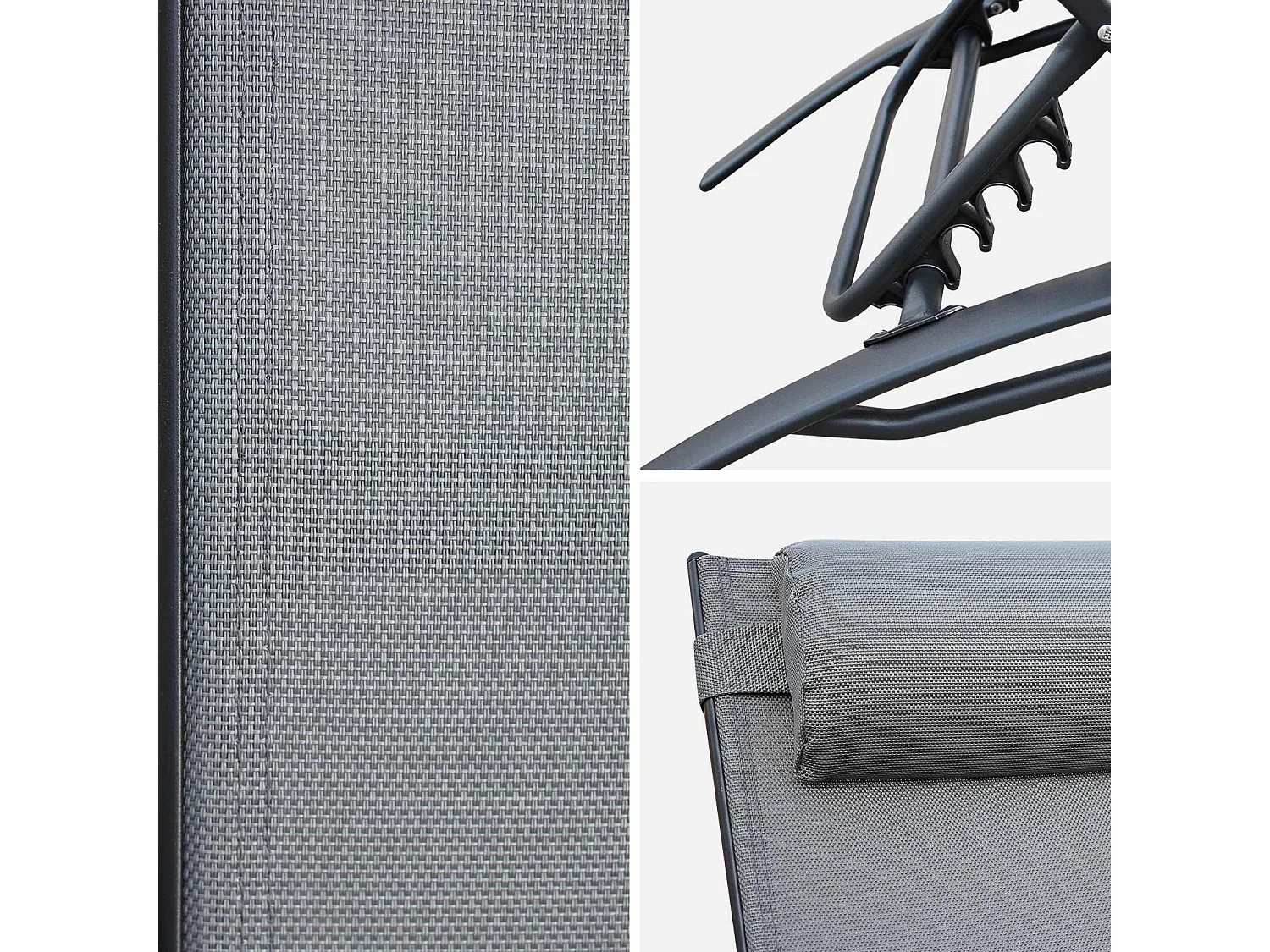 Set di 2 lettini prendisole in alluminio textilene, multiposizione,