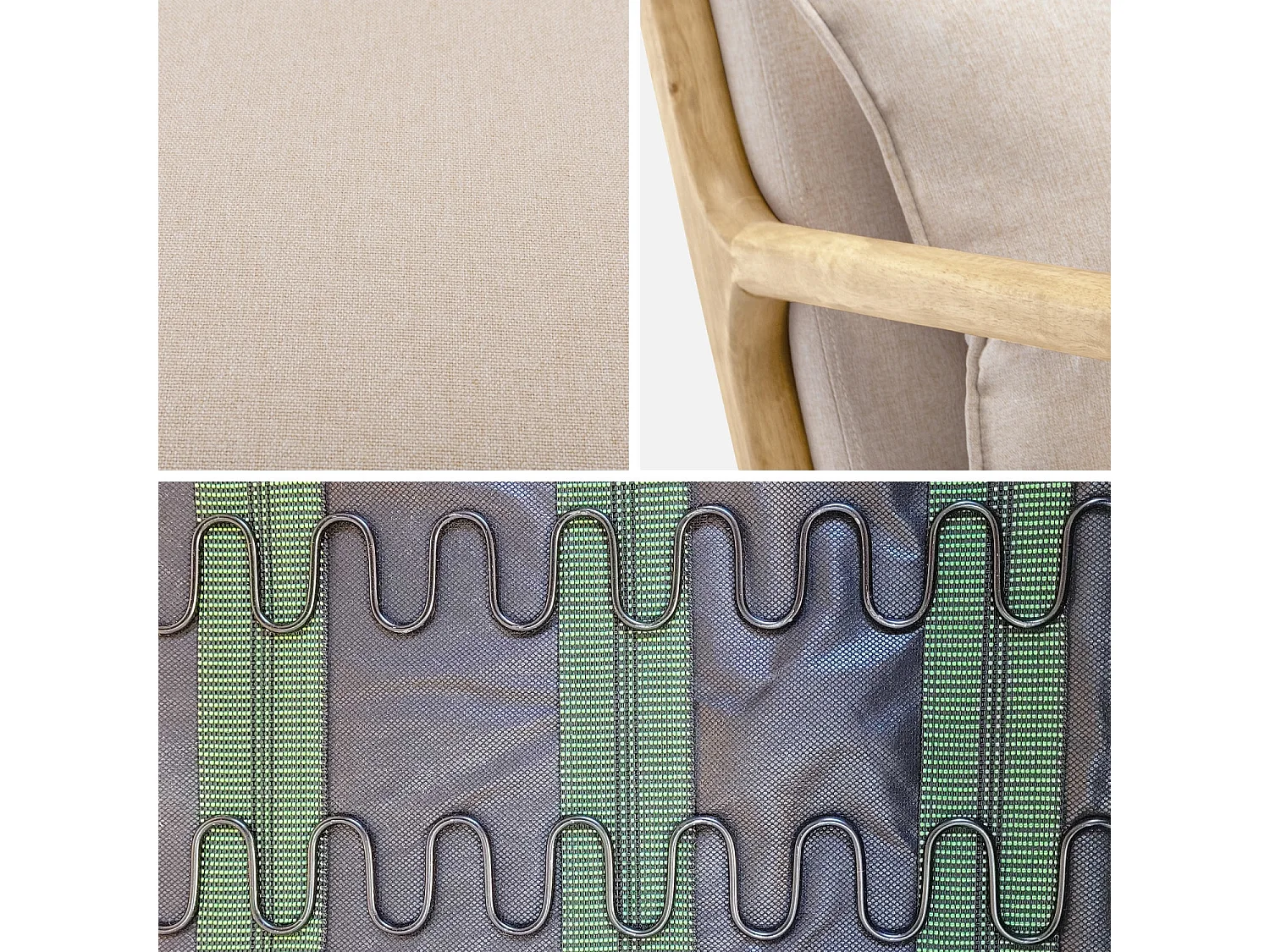 Mecedora estilo escandinavo de madera y tela beige