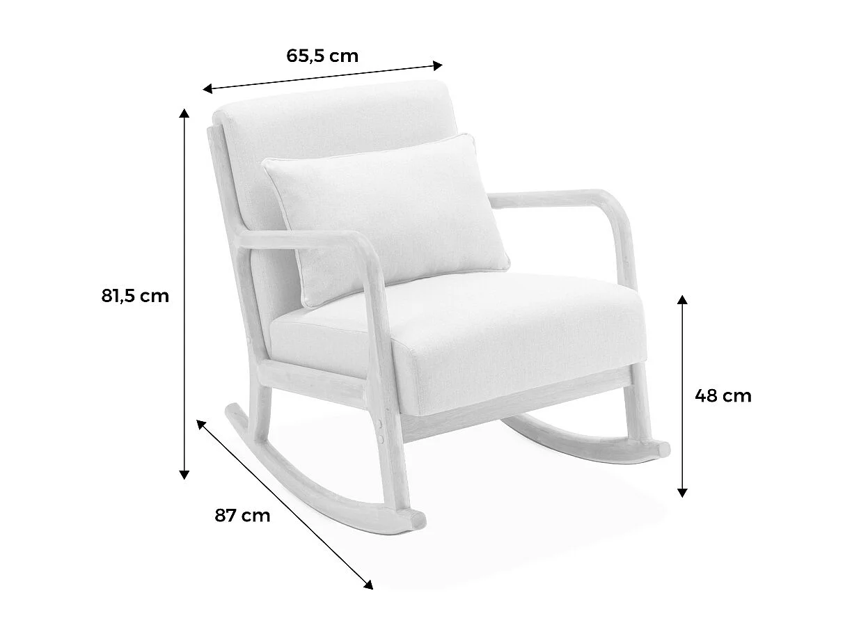 Fauteuil à bascule design en bois et tissu. 1 place. rocking chair scandinave. beige