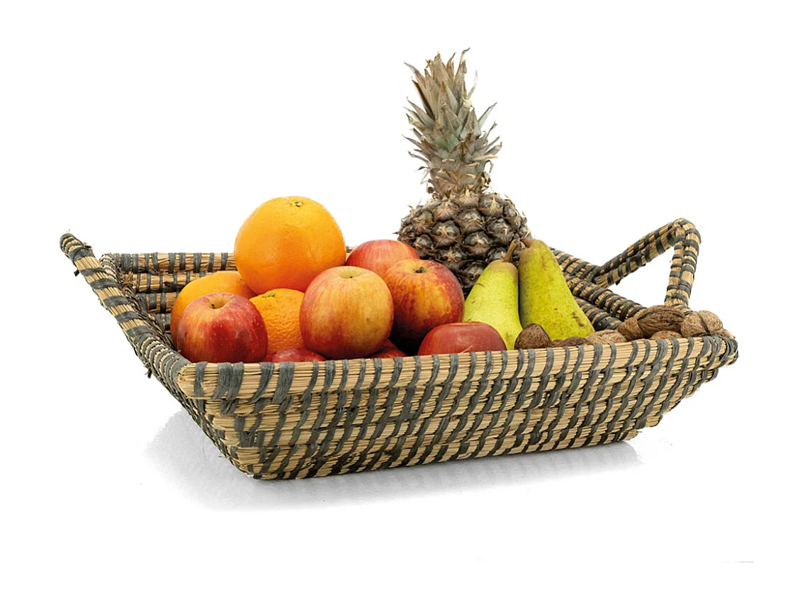 Manne rectangulaire en jonc naturelle Noir L 35cm