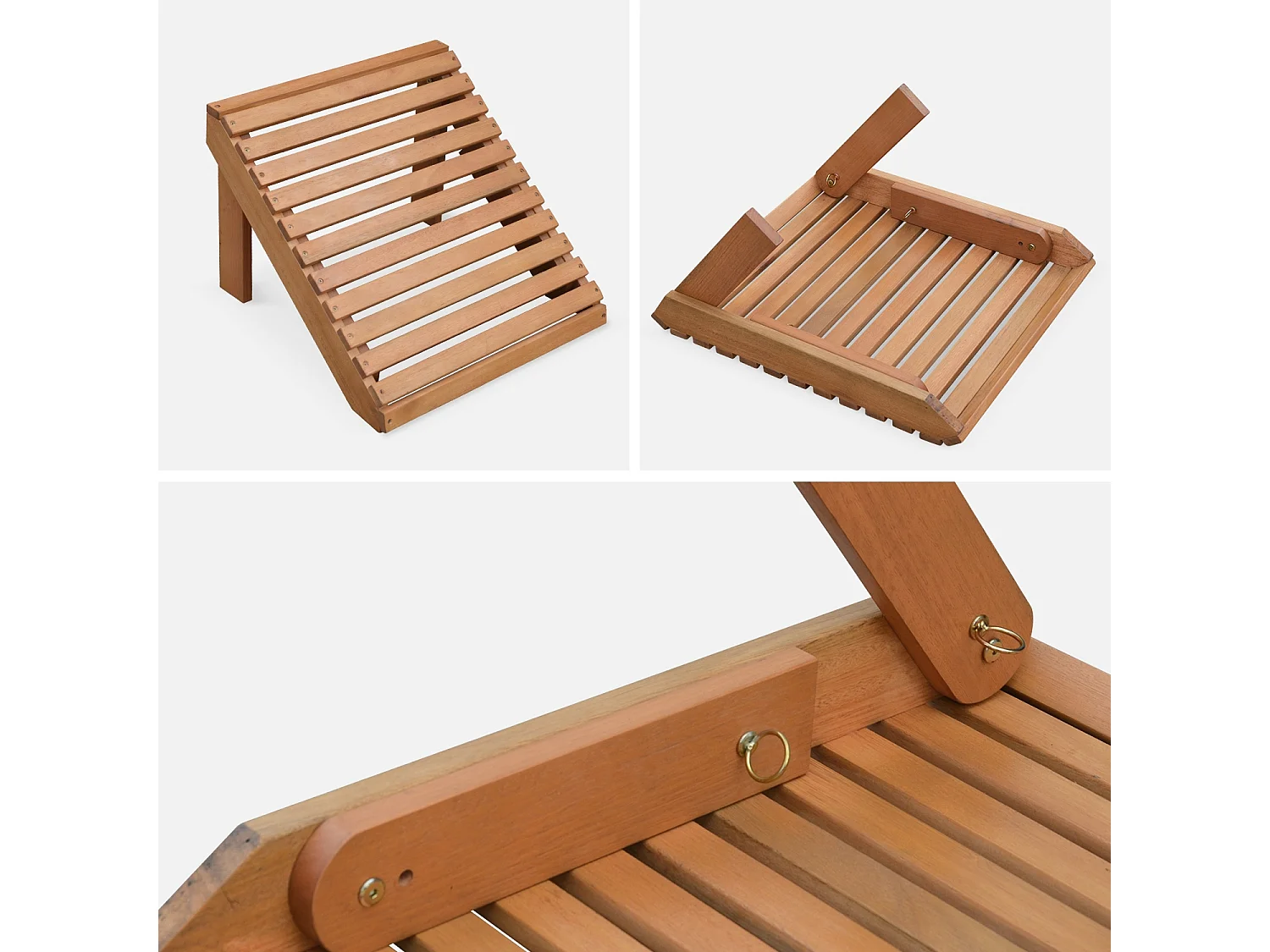 Fauteuil de jardin en bois avec repose-pieds/table basse - Adirondack Salamanca - Eucalyptus. chaise de terrasse retro