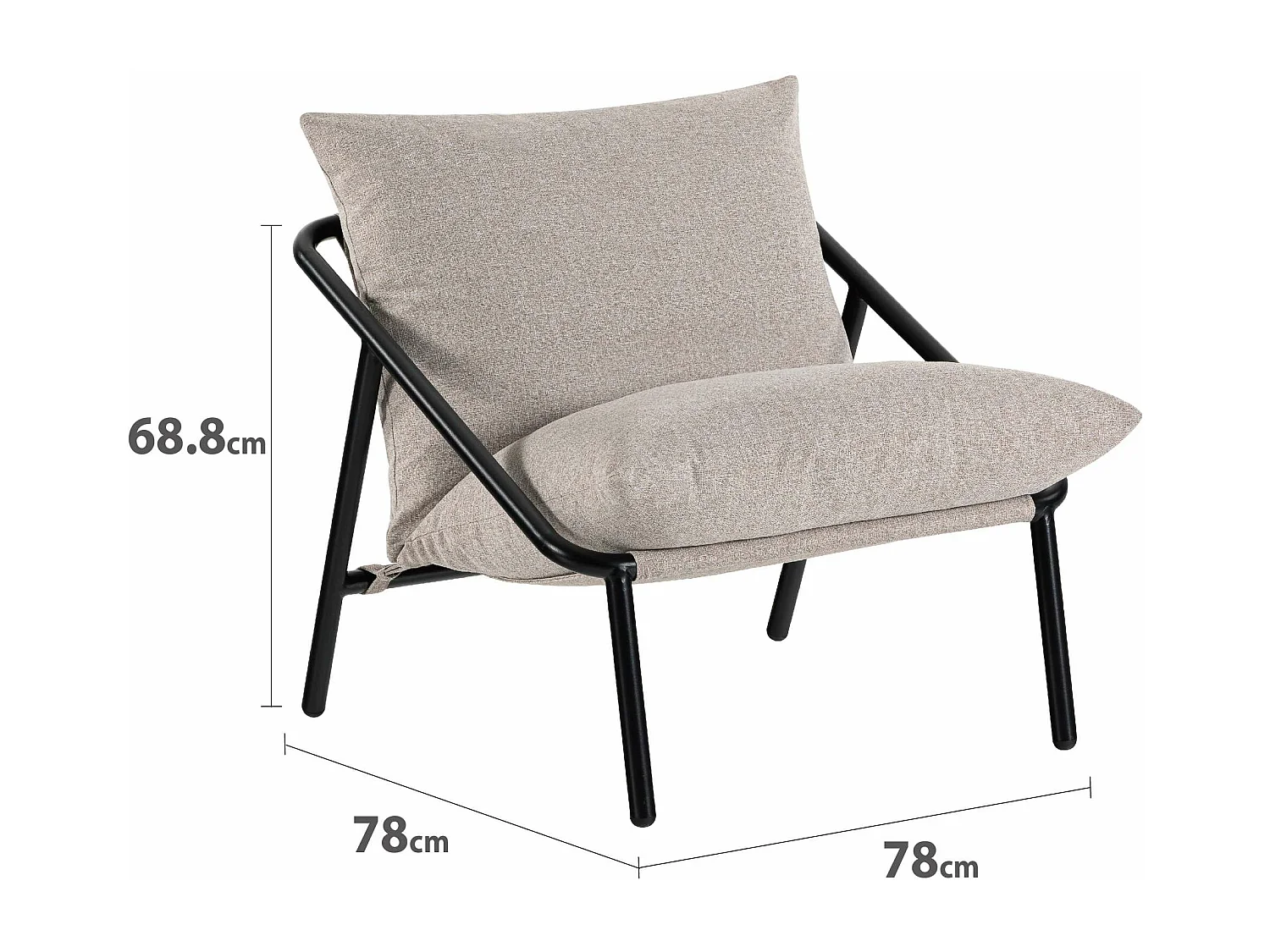 Zinus Ada sling akzent-sessel - Sessel mit metallrahmen und polsterung aus zerkleinertem schaumstoff - Beige