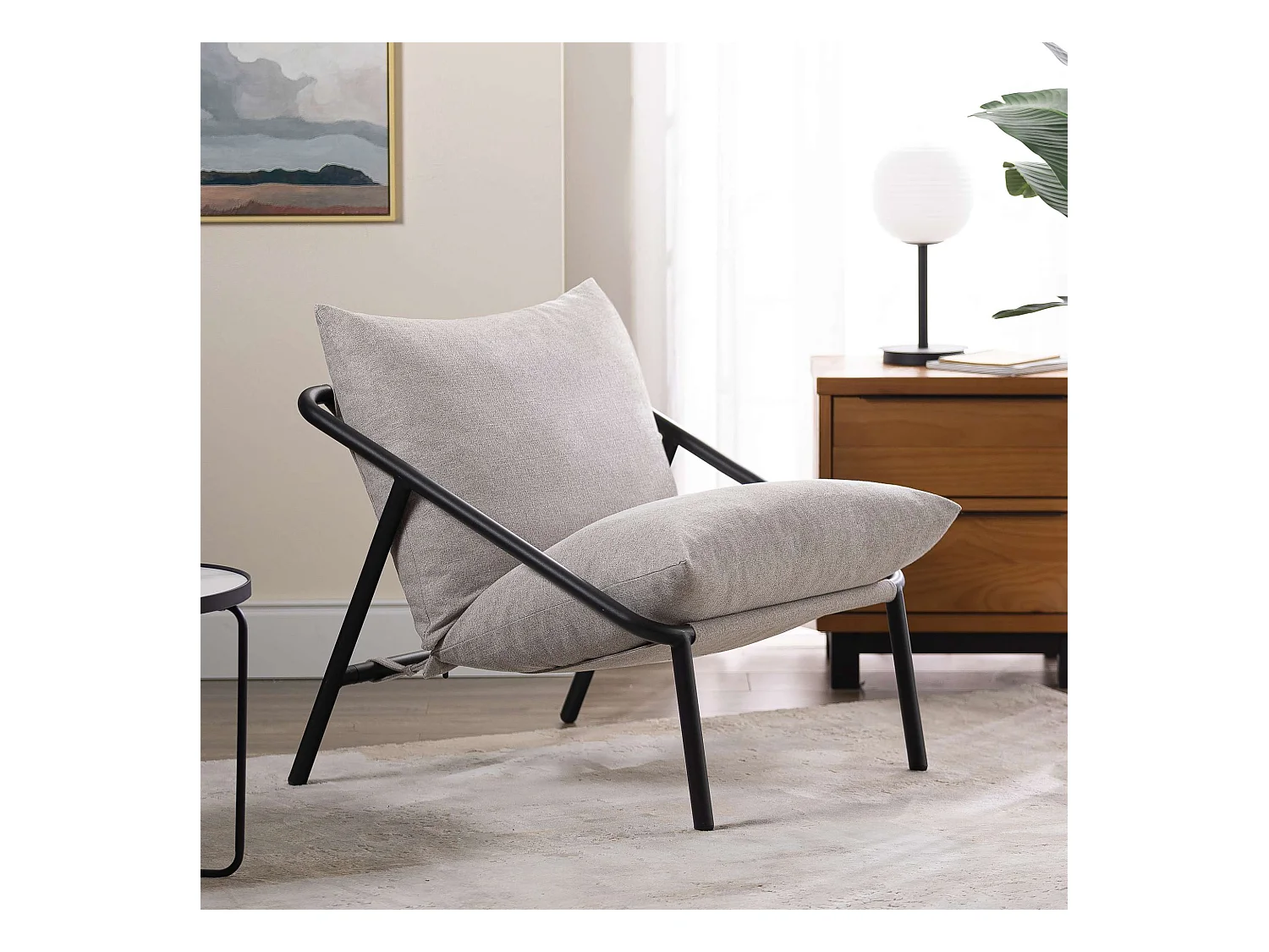 Fauteuil à structure en métal avec coussins - beige - 79x69x79 cm - Ada