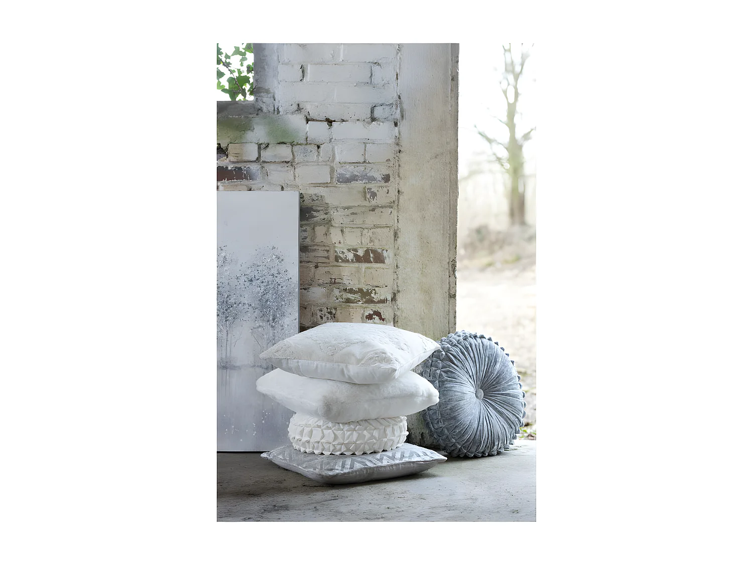 Coussin Vende Polyester Argent - L 45 x l 45 x H 4 cm