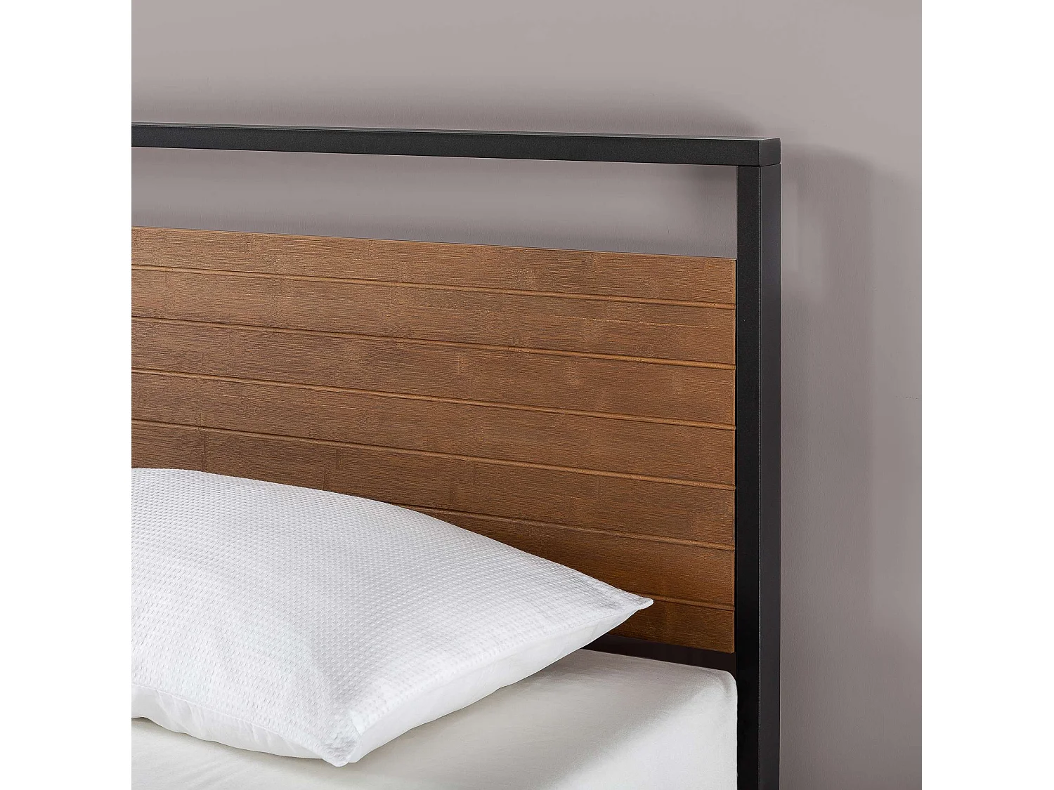 Lit 140 x 190 cm en bois et en métal - lit double - noir - Suzanne