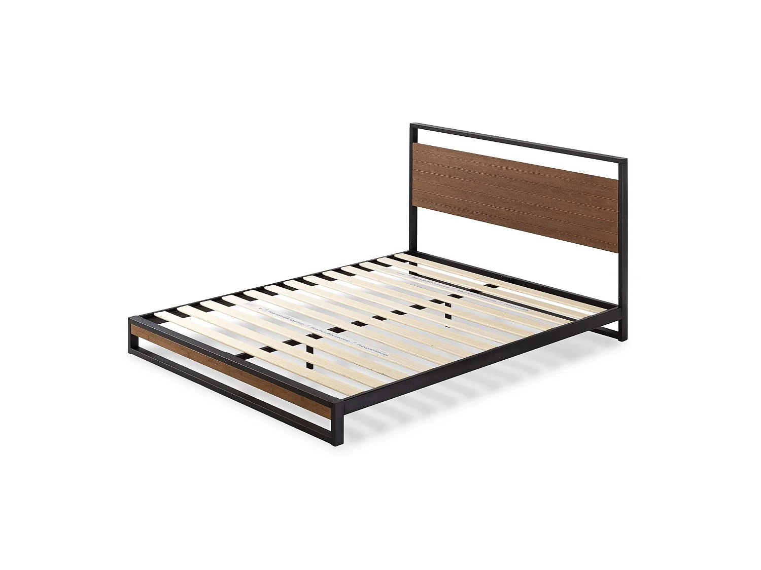 Lit 140 x 190 cm en bois et en métal - lit double - noir - Suzanne