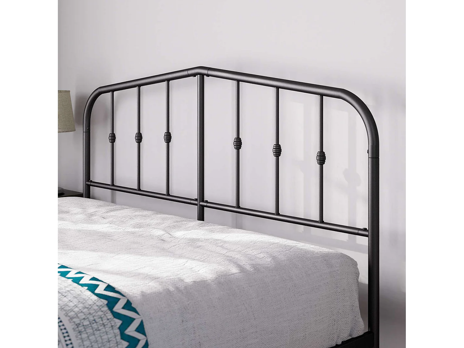 Lit 140x190 cm en métal - lit double - noir - Heidi