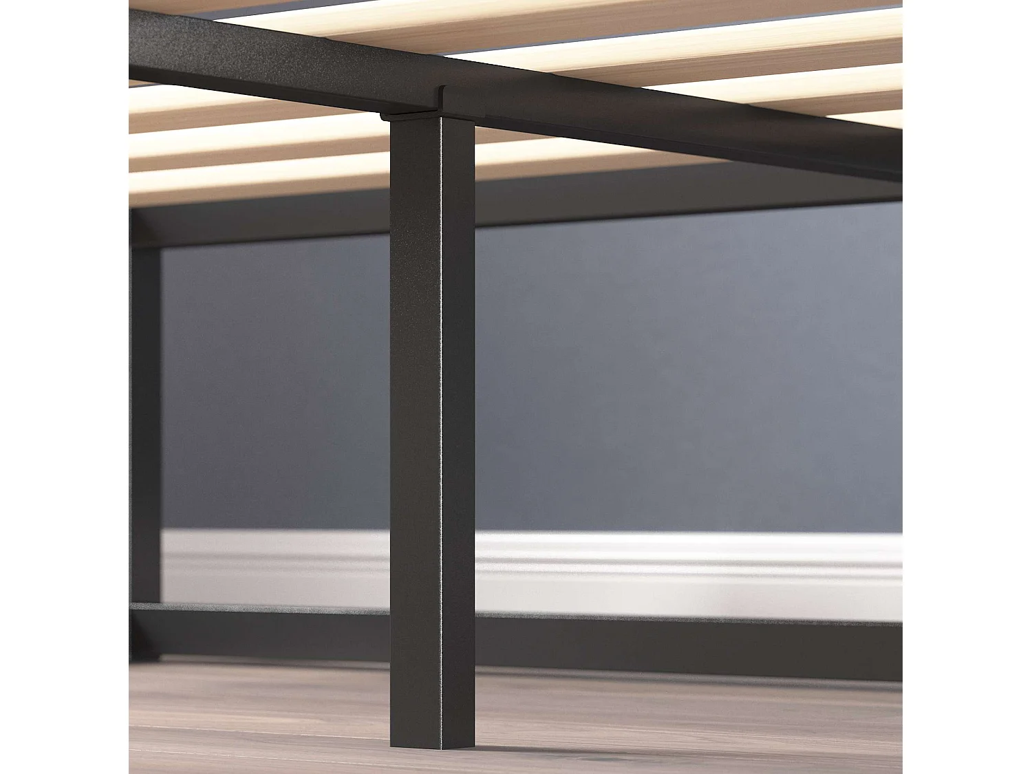 Lit 160 x 200 cm en métal - lit king - noir - Joseph