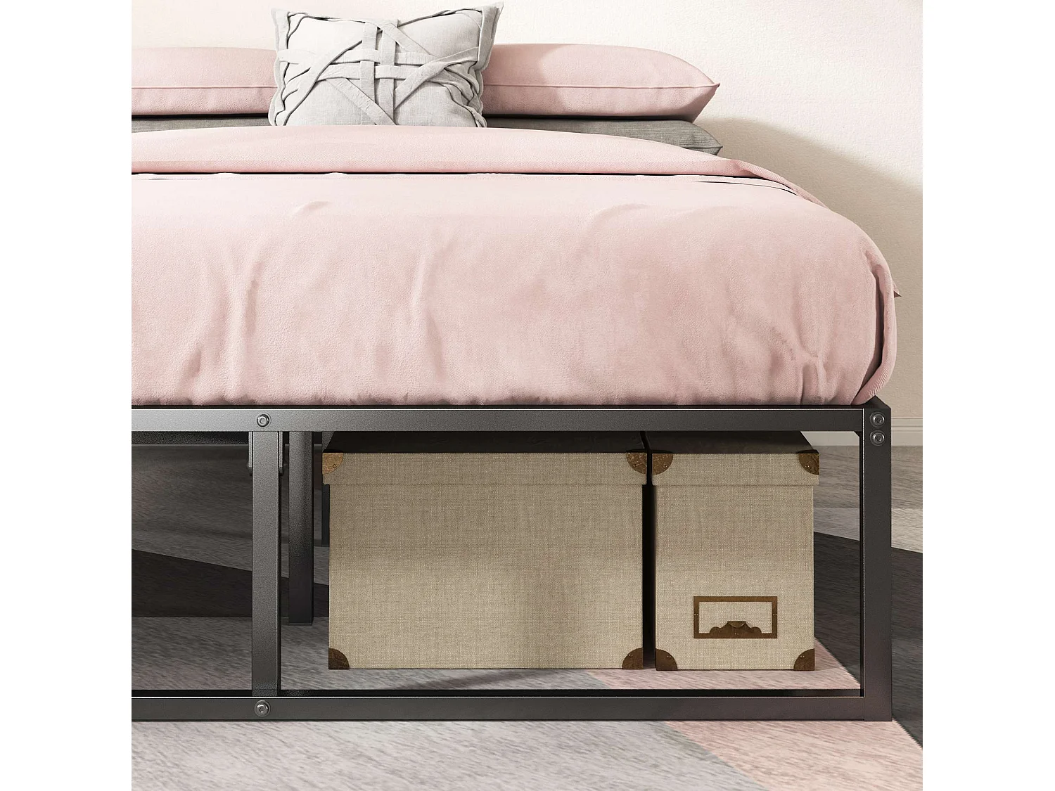 Lit 140x190 cm en métal - lit double - noir - Lorelei