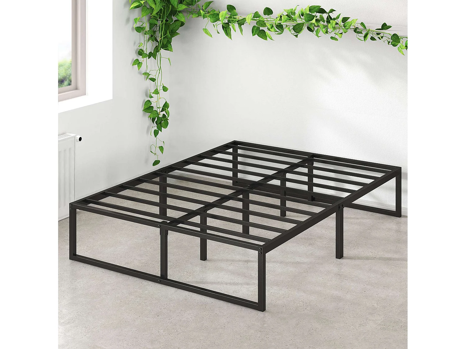 Lit 140x190 cm en métal - lit double - noir - Lorelei