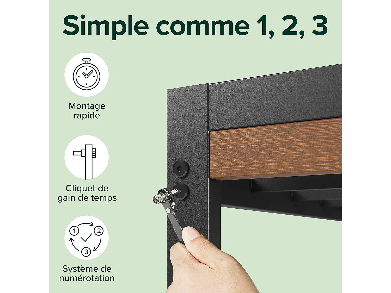 Lit 140x190 en bambou et métal - lit double - Kai