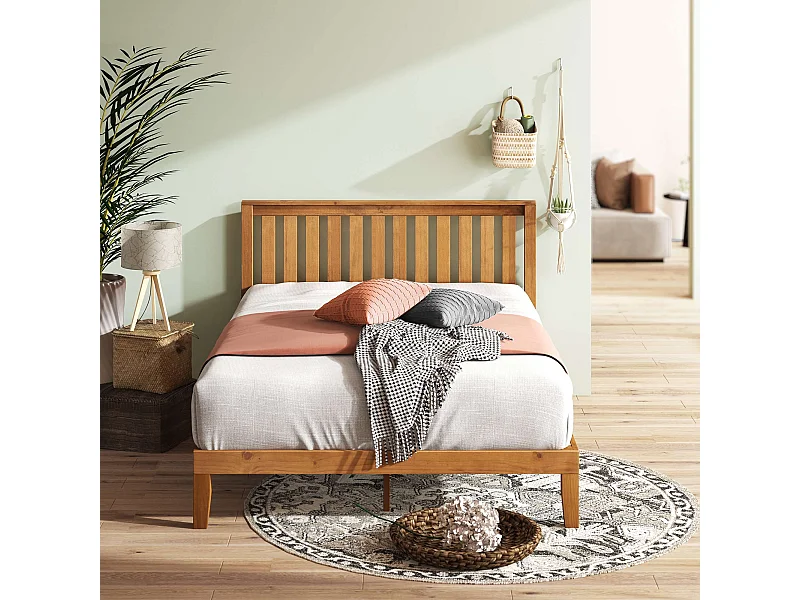 Lit 140x190 cm en bois - lit double - Alexia