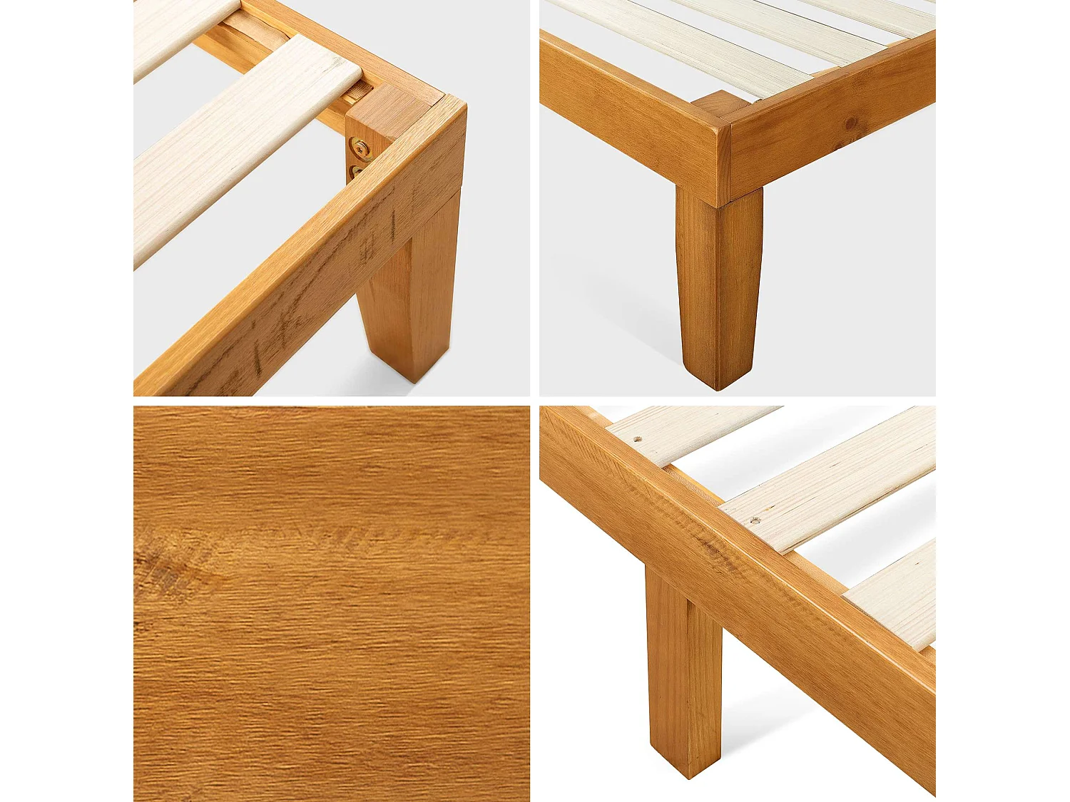 Lit 140x190 cm en bois - lit double - Alexia