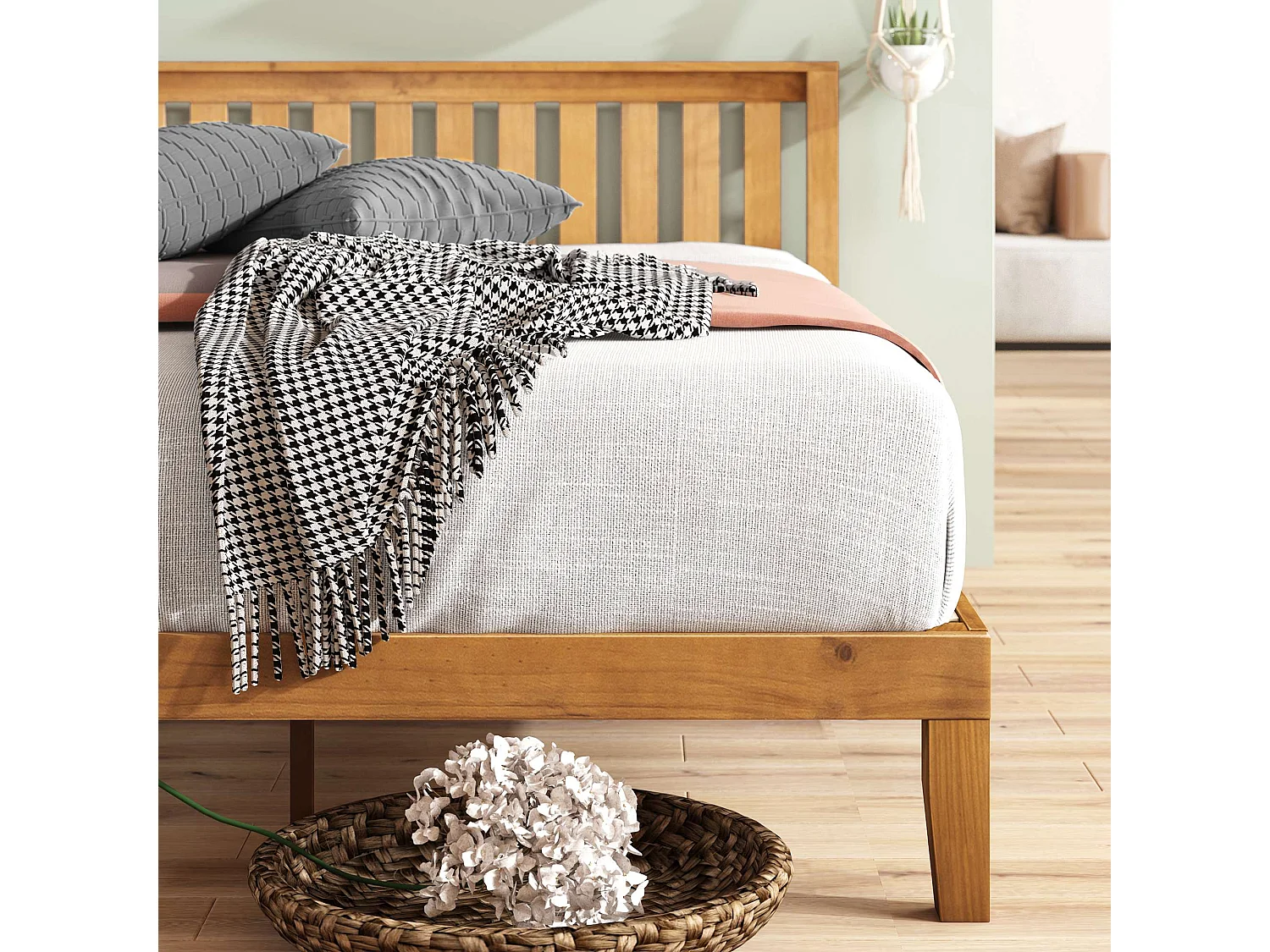 Lit 140x190 cm en bois - lit double - Alexia