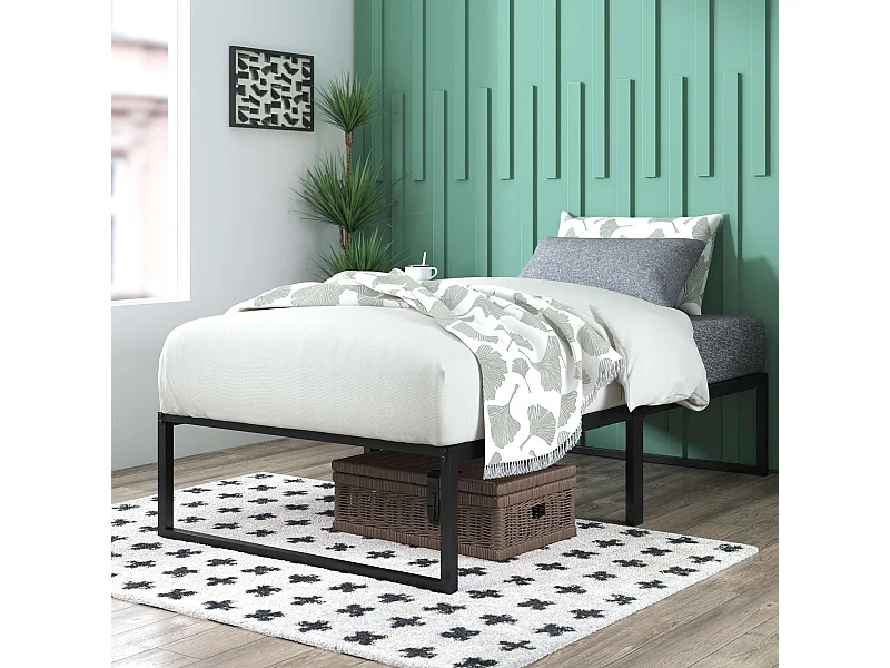 Lit 90x190 cm en métal - lit simple - noir - Lorelei