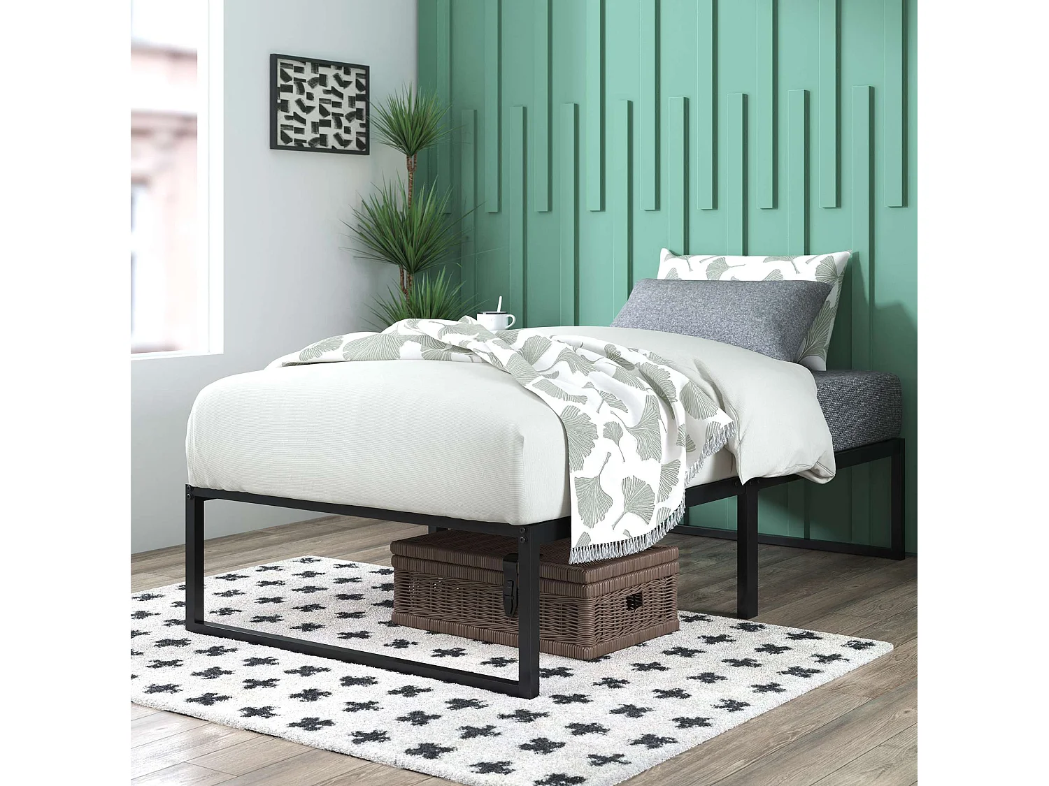 Lit 90x190 cm en métal - lit simple - noir - Lorelei