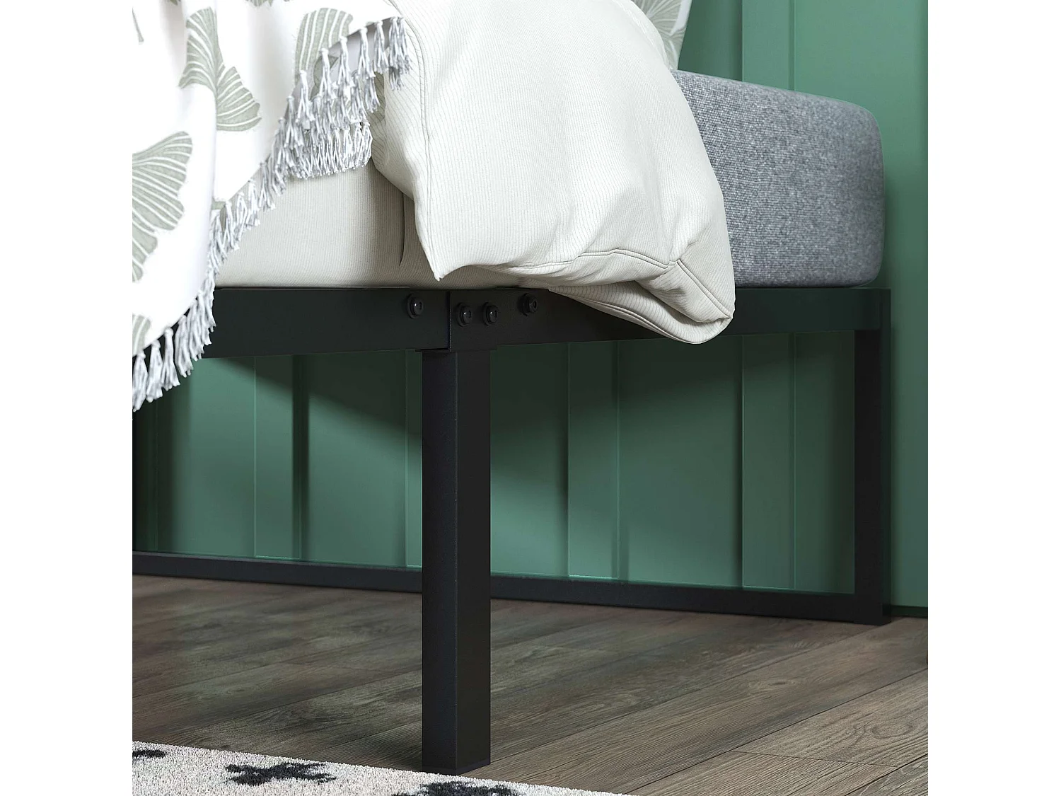 Lit 90x190 cm en métal - lit simple - noir - Lorelei