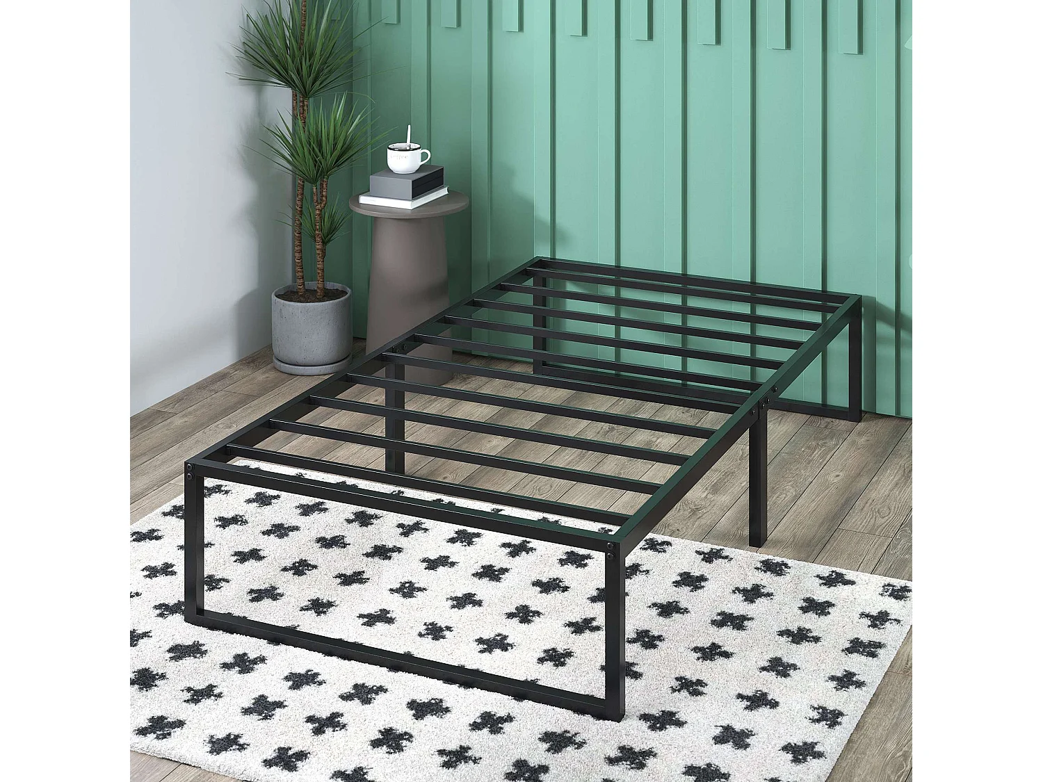 Lit 90x190 cm en métal - lit simple - noir - Lorelei