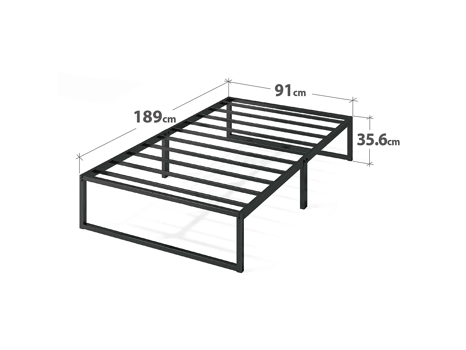 Lit 90x190 cm en métal - lit simple - noir - Lorelei