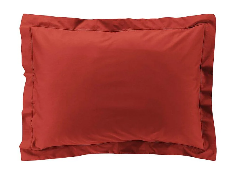 Set aus 2 Perkal Kissenbezügen Rot 100% Baumwolle Weich OEKO-TEX - Maschinenwaschbar