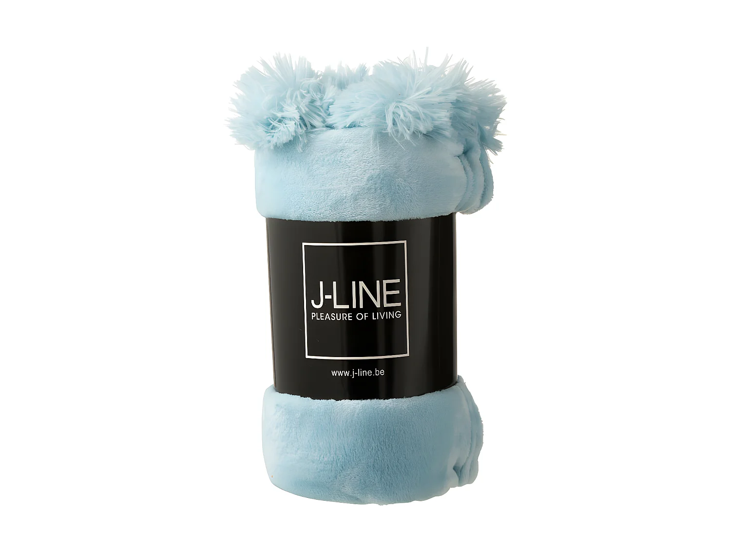 Plaid Pompon Polyester Bleu Ciel - L 170 x l 130 x H 1 cm