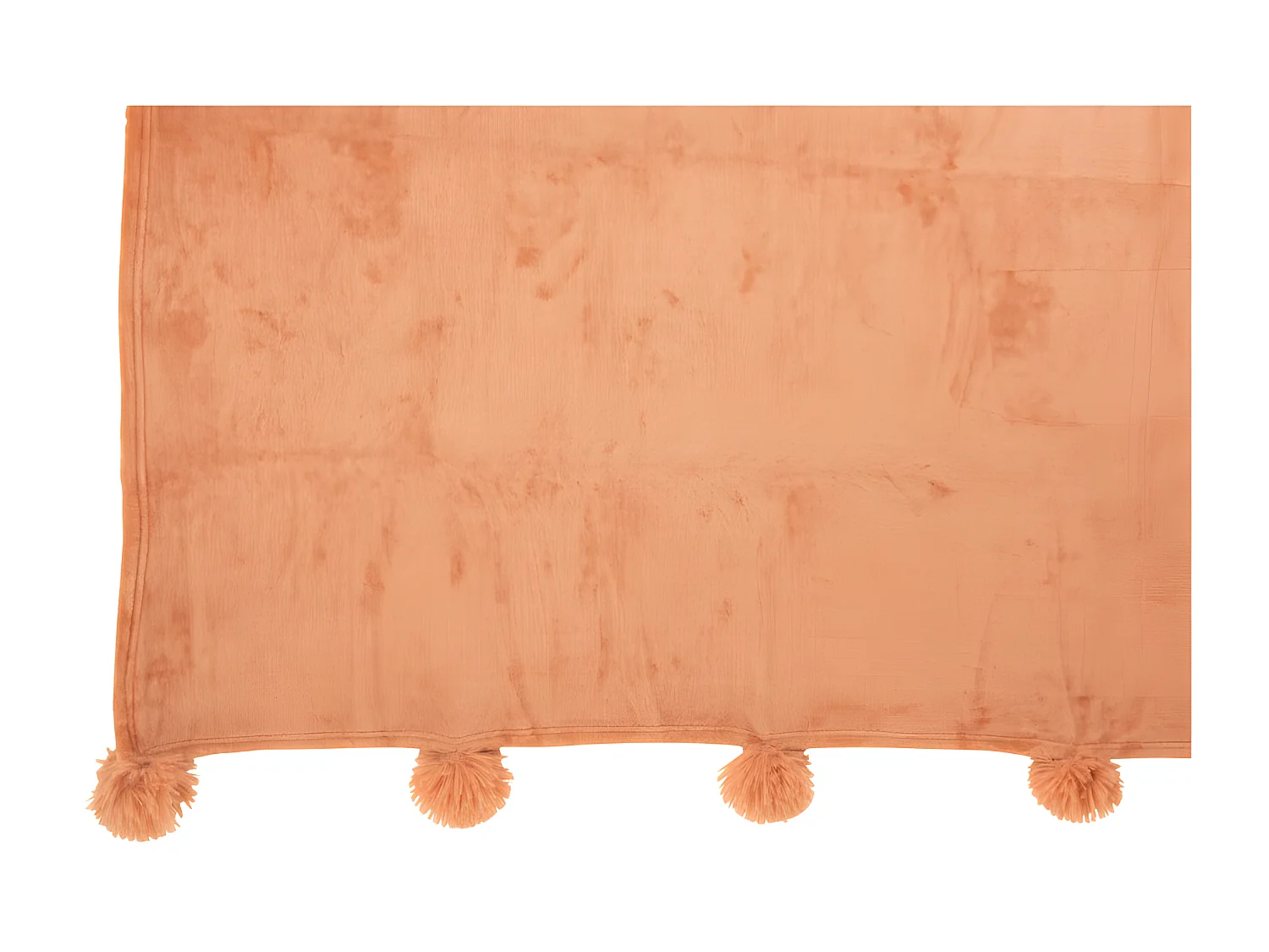 Plaid Pompon Polyester Vieux Rose - L 170 x l 130 x H 1 cm