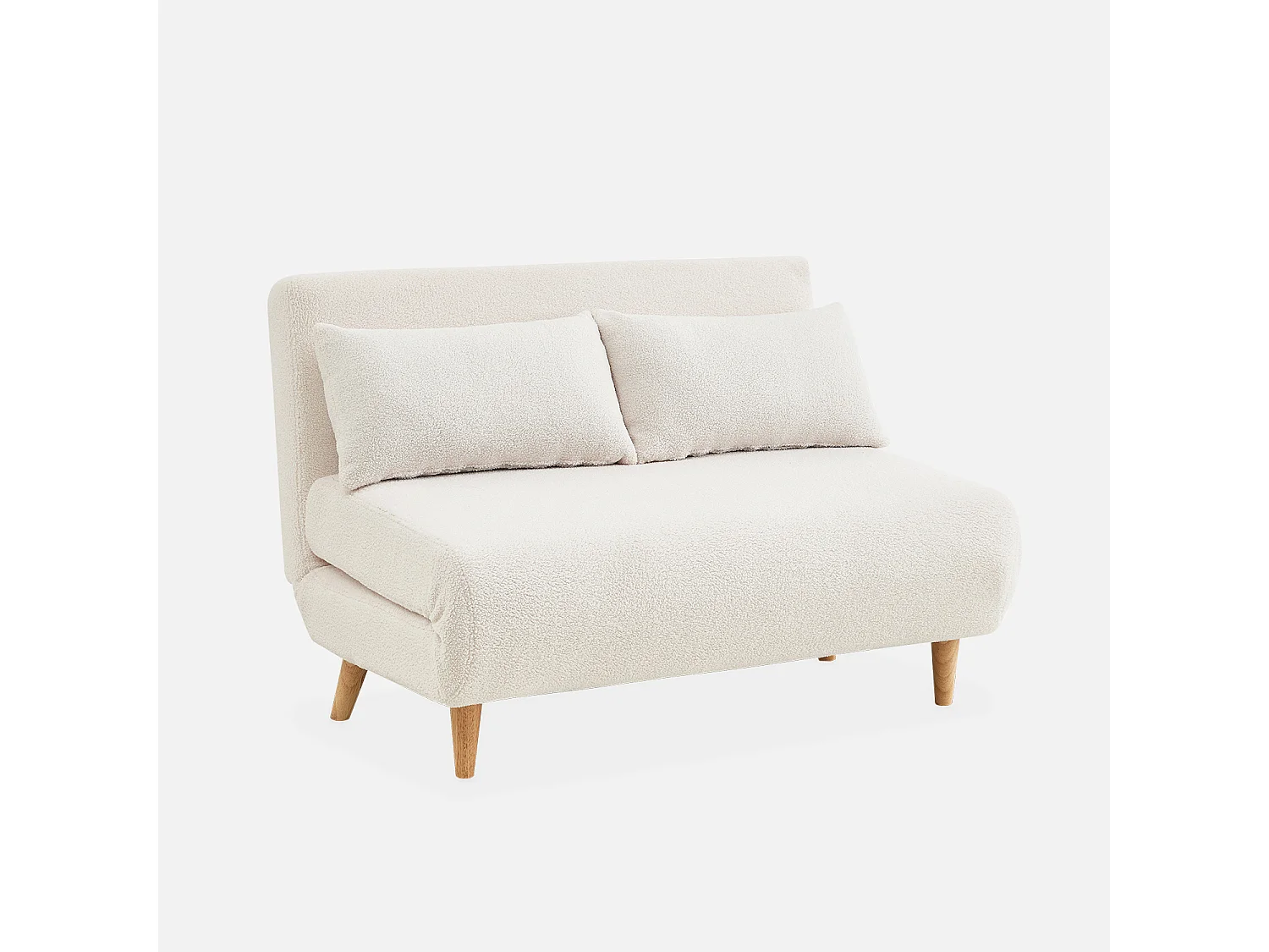 Divano letto in tessuto bouclé a 2 posti, bouclé bianco