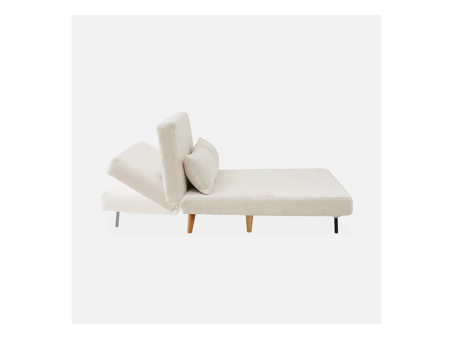 Sofá cama en borreguito de 2 plazas crema