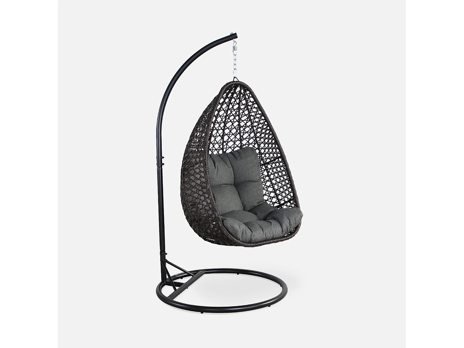 Sillón colgante huevo de resina trenzada marrón