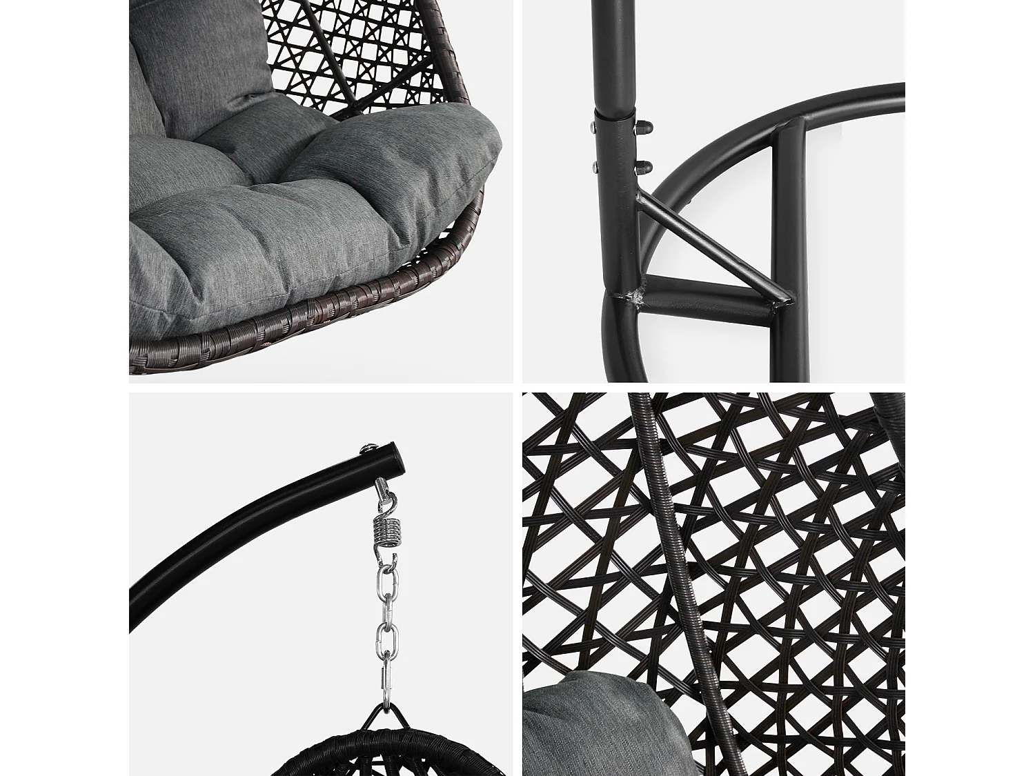 Sillón colgante huevo de resina trenzada marrón