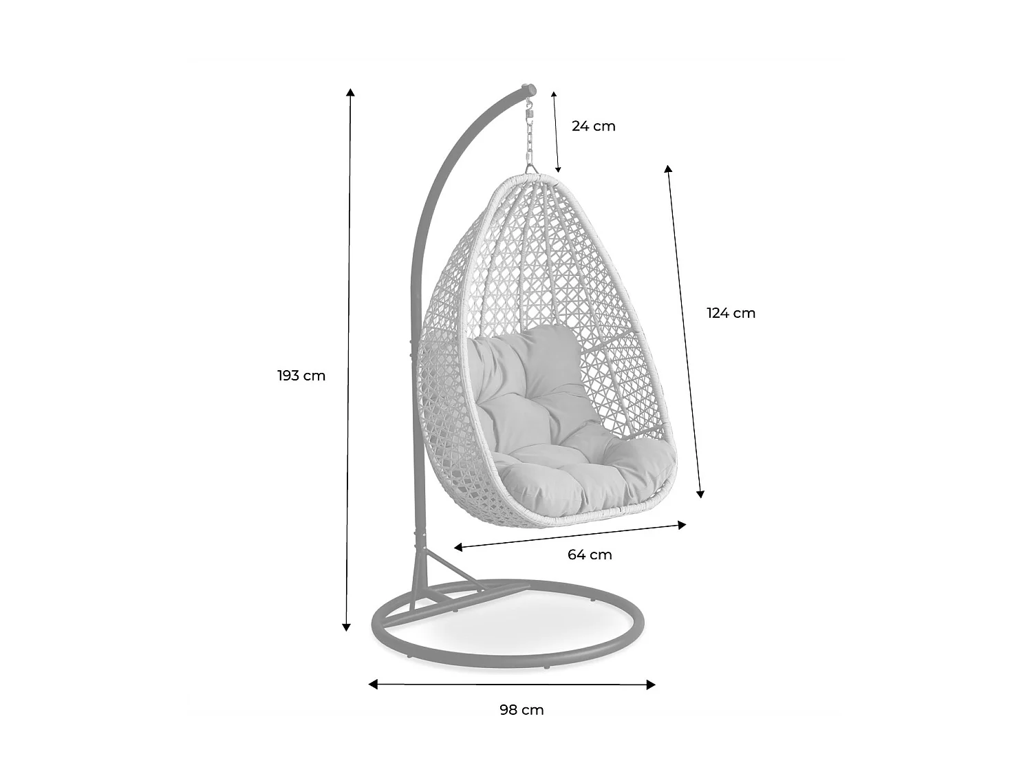 Sillón colgante huevo de resina trenzada marrón
