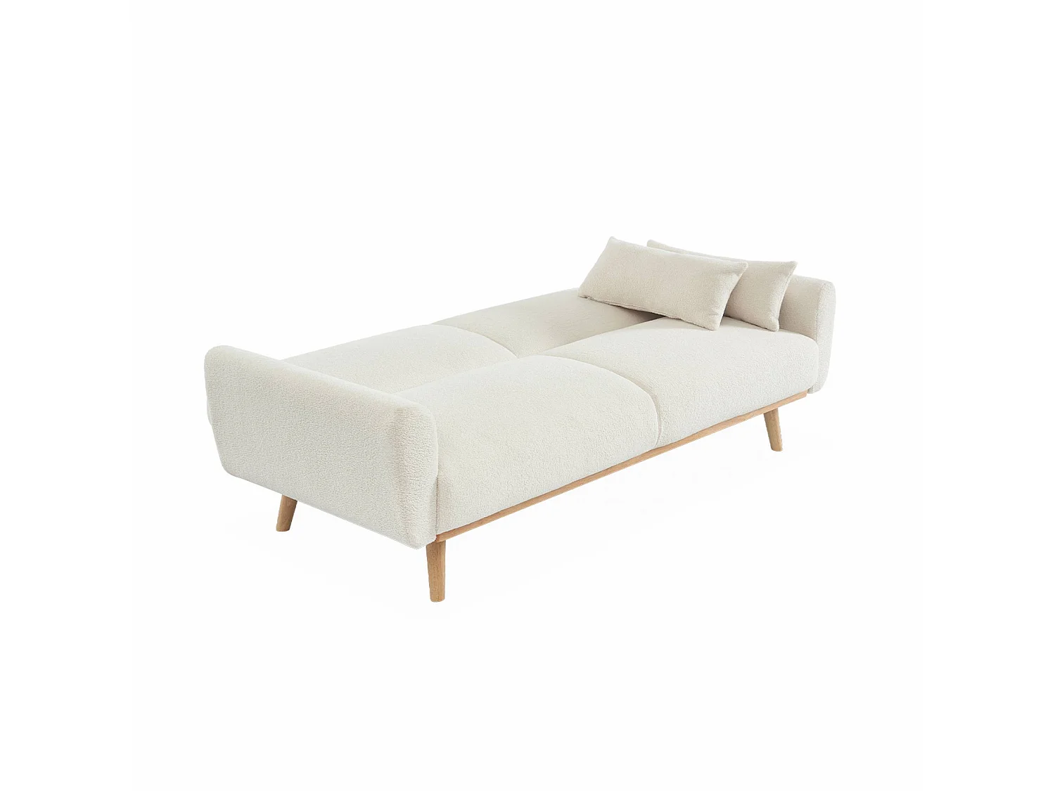 Sofá cama en borreguito blanco de 3 plazas crema