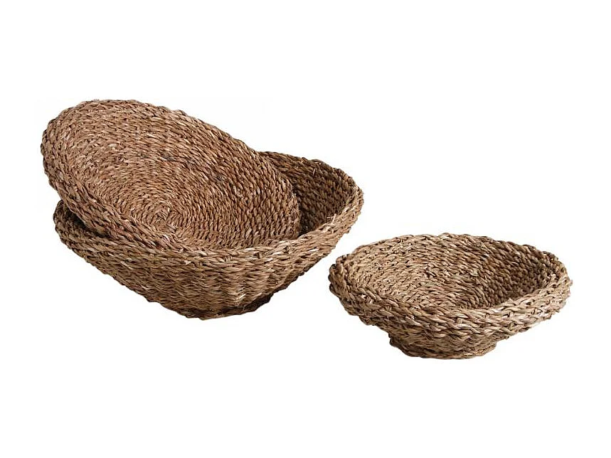 Corbeilles rondes en jonc naturel (lot de 3)