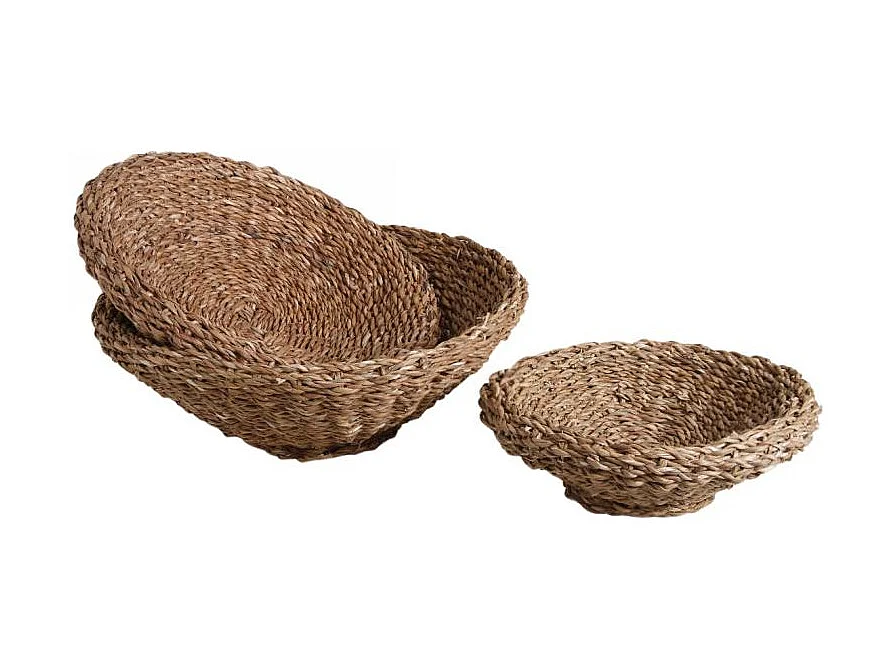 Corbeilles rondes en jonc naturel (lot de 3)