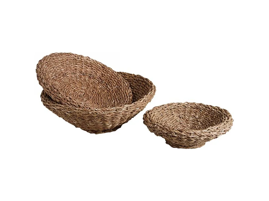 Corbeilles rondes en jonc naturel (lot de 3)