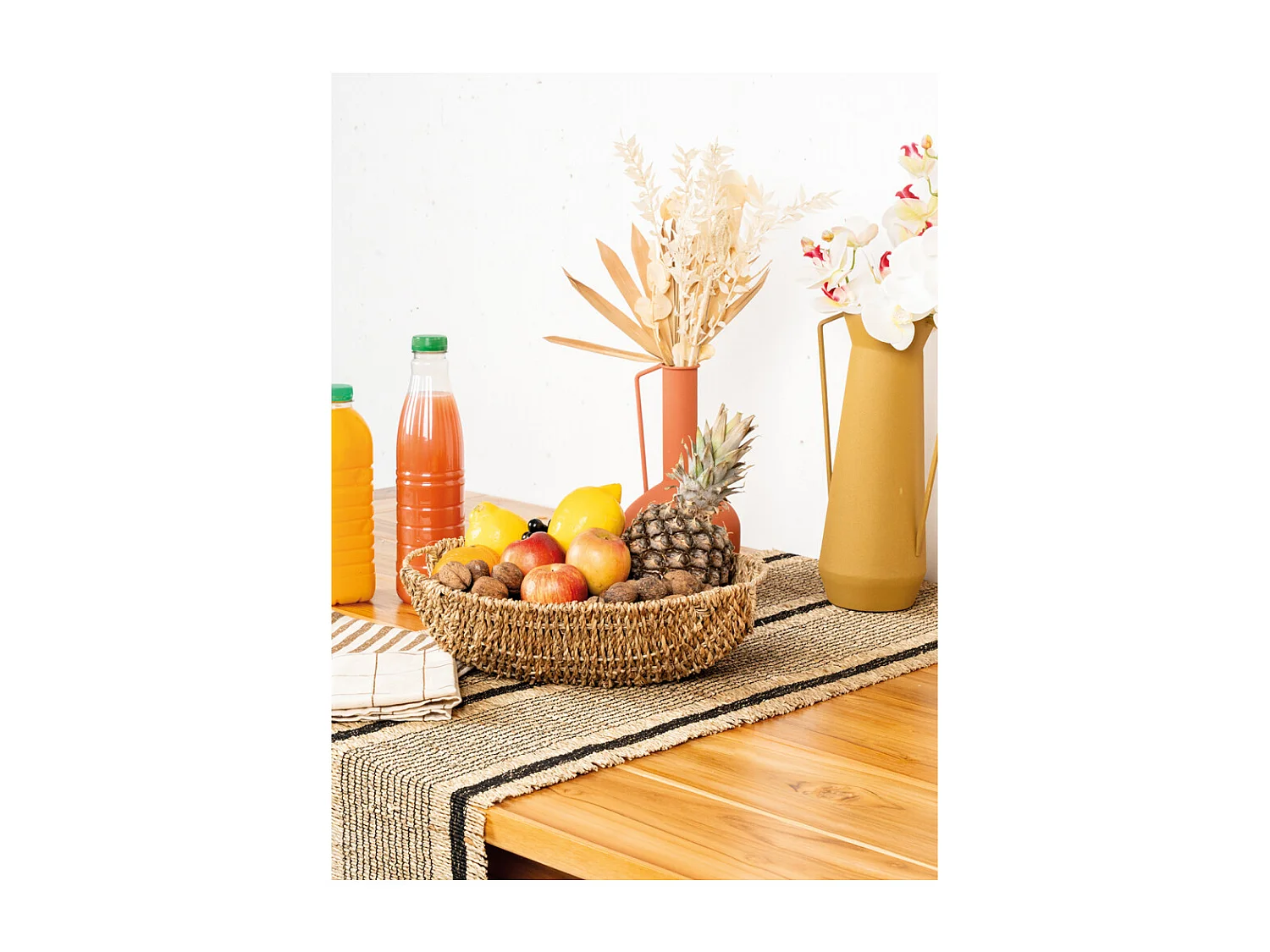 Corbeille ovale en jonc L 35 cm