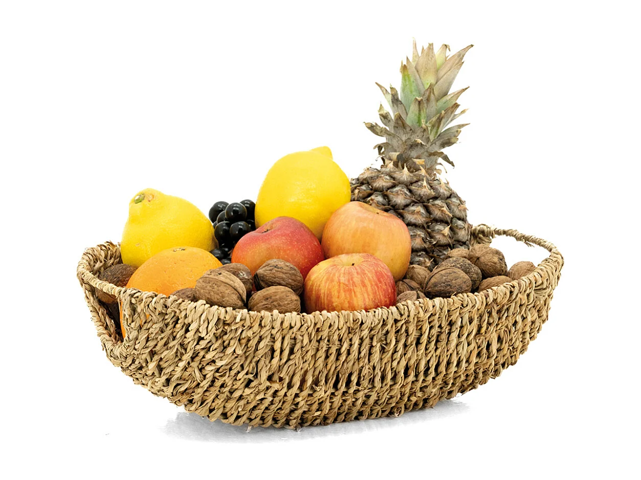 Corbeille ovale en jonc L 35 cm