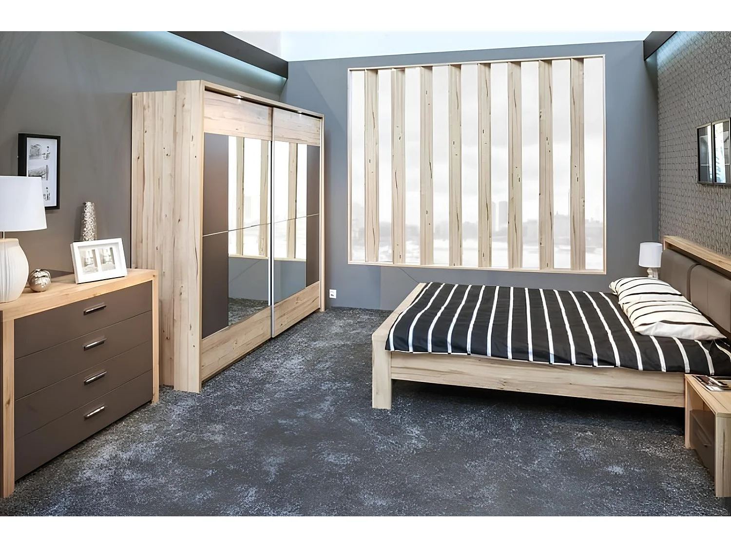 Chambre complète CLAIRE lit 160x200 cm