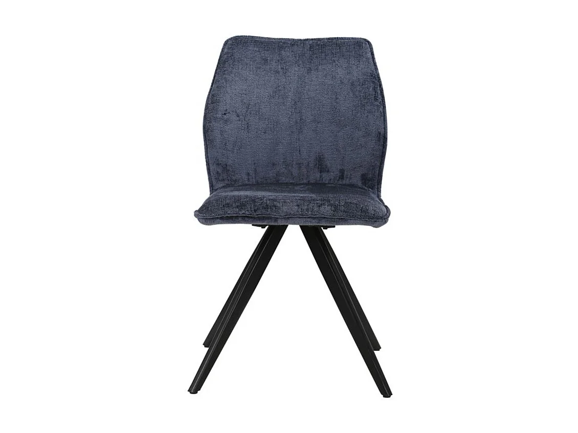 Lot de 2 chaises en velours doux bleu nuit pied métal noir - JAMES