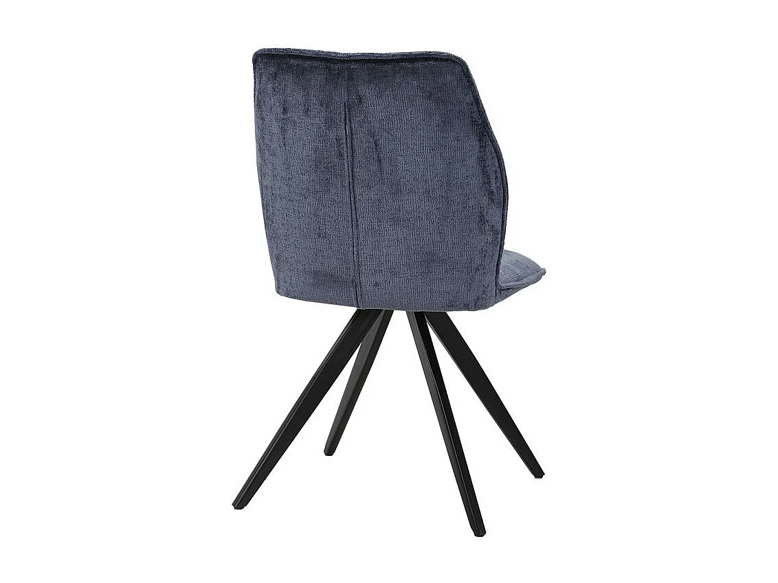 Lot de 2 chaises en velours doux bleu nuit pied métal noir - JAMES