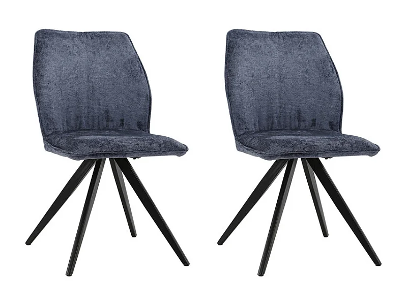 Lot de 2 chaises en velours doux bleu nuit pied métal noir - JAMES