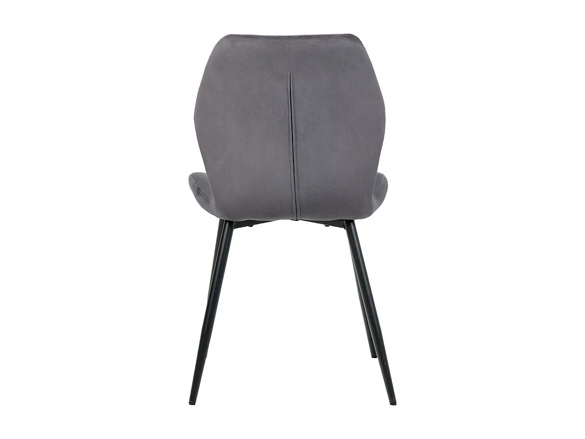 Lot de 2 chaises en velours gris foncé avec pieds métal noir - EMILIO