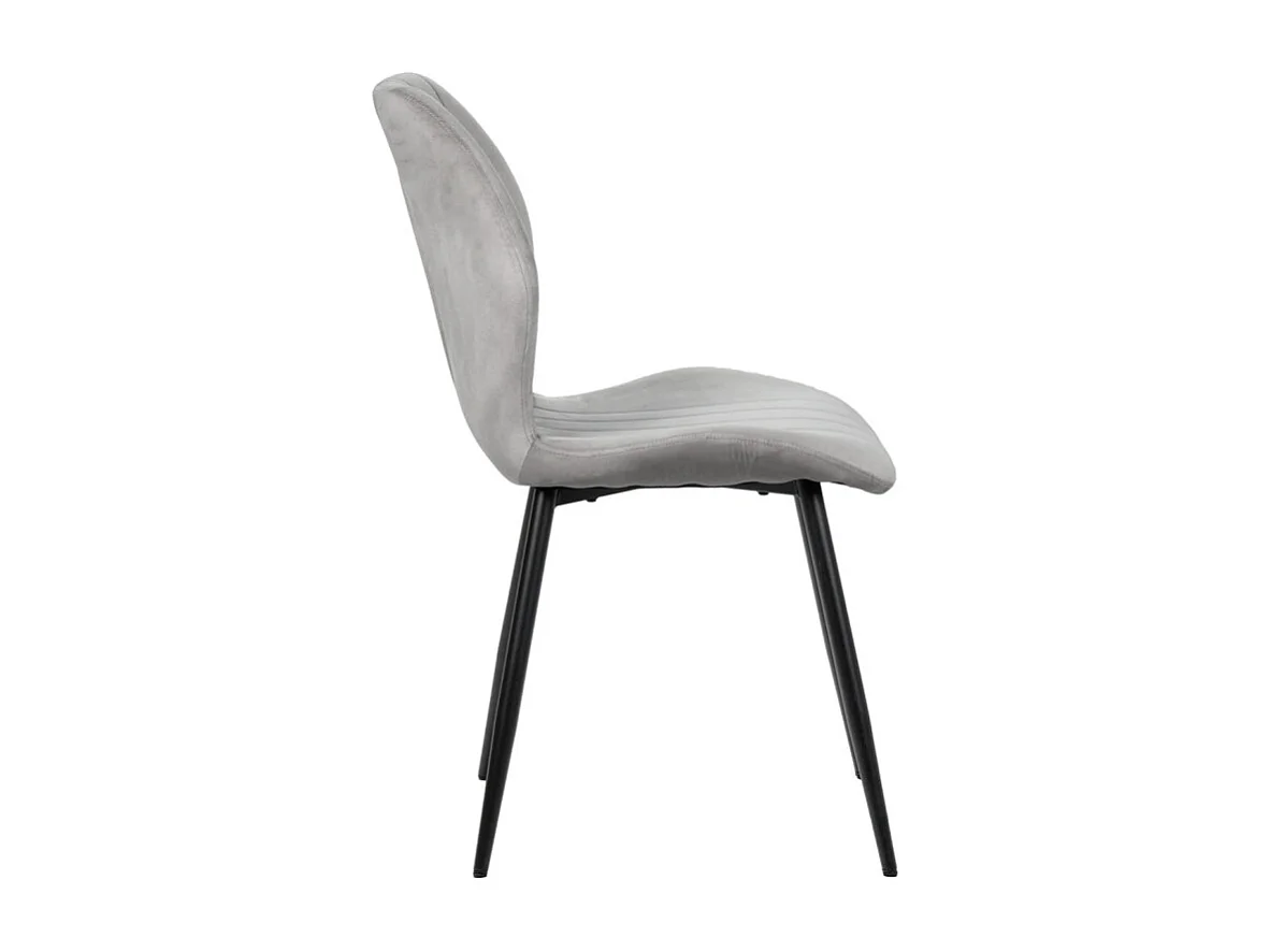 Lot de 2 chaises en velours gris clair avec pieds métal noir - EMILIO