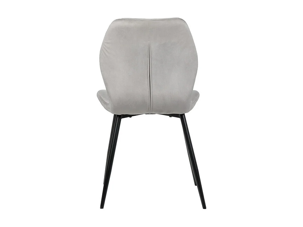Lot de 2 chaises en velours gris clair avec pieds métal noir - EMILIO